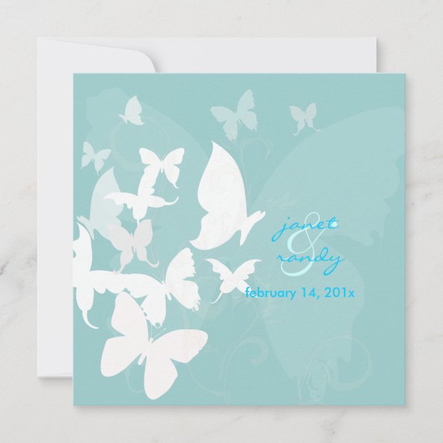 Invitation Flutting by... papillon blanc/bleu (Devant)
