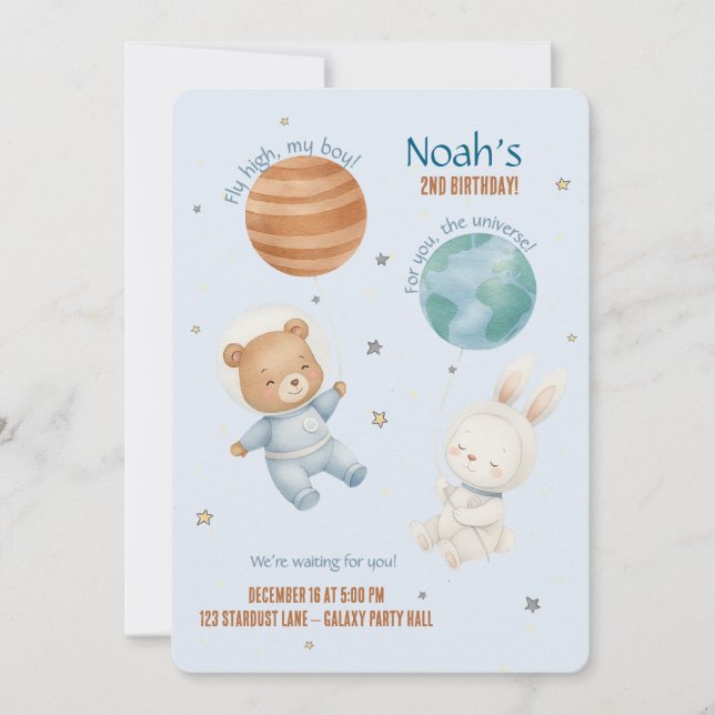 Invitation Fly High, Little Astronaut  (Devant)