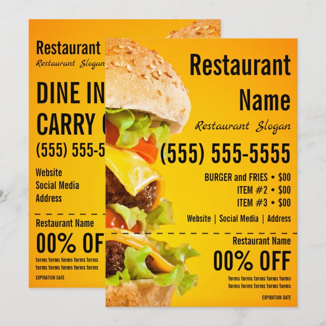Invitation Flyer Burger 5x7 (Devant / Derrière)