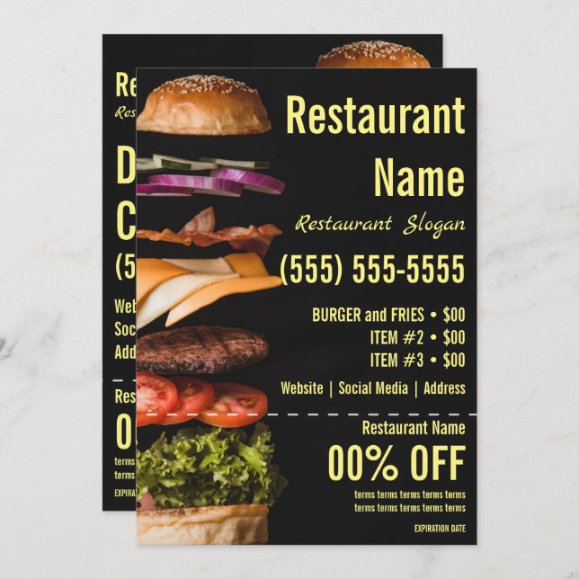 Invitation Flyer Burger 5x7 (Devant / Derrière)