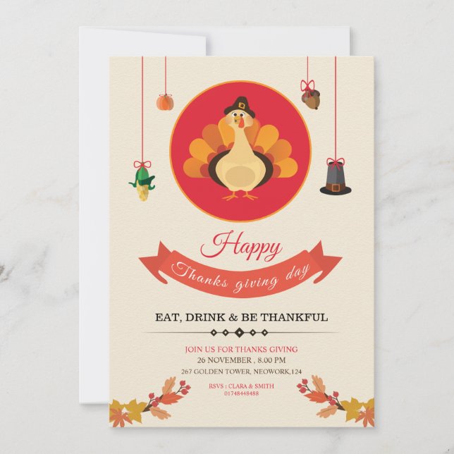 Invitation Flyer de fête de Thanksgiving (Devant)