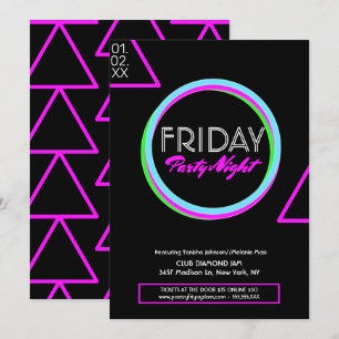 Invitation Flyer promotionnel de la boîte de nuit néon propre