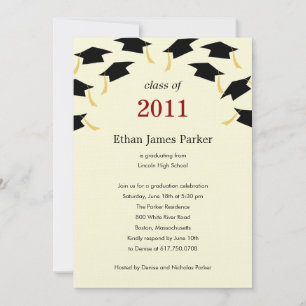 Invitation Flying Caps Graduation Fête Invite