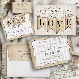 Invitation Foi rustique Espérance Amour Religieux Mariage chr