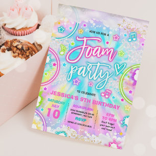 Invitation Foie Anniversaire Piscine Splash Pad Tie Dye Glow