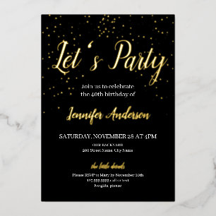 Invitation Foil de fête d'anniversaire