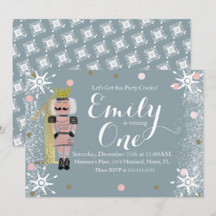 Invitation Foil de premier anniversaire Casse-Noisette Flocon