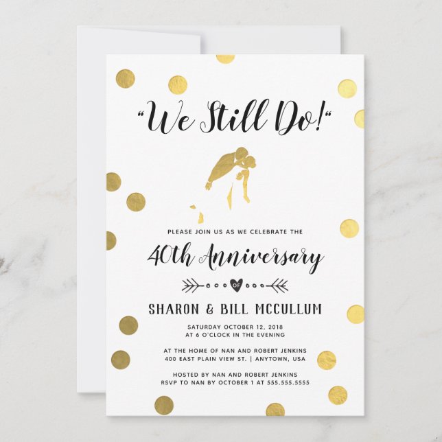 Invitation Foil Doré On Fête Toujours | 40e Anniversaire de M (Devant)