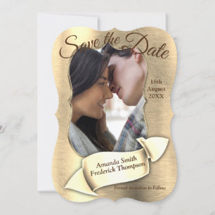 Invitation Foil-or-argent-laiton Enregistrer la date