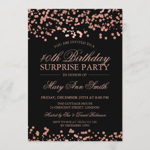 Invitation Foil Rose de la fête d'anniversaire Surprise 40e
