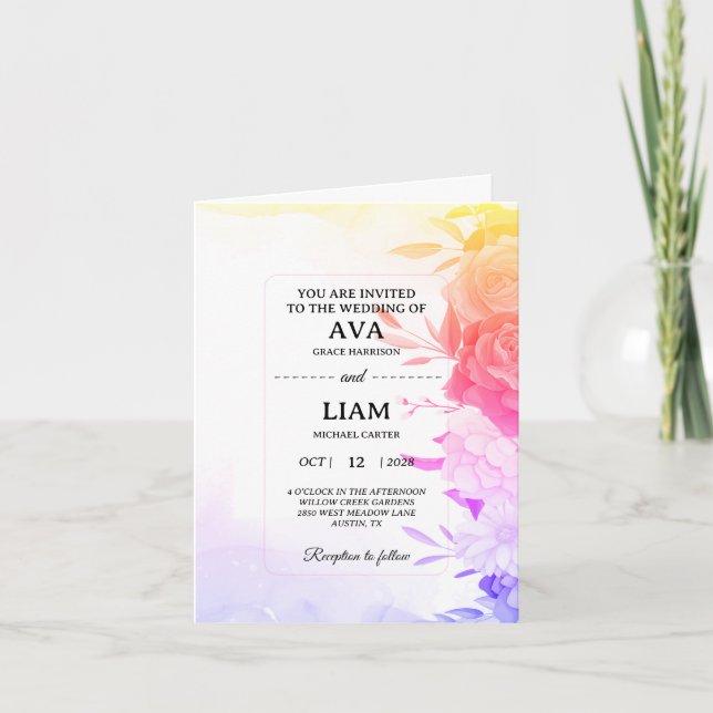Invitation Folded Card, Modern Elegant, Editable Names (Devant)