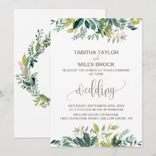 Invitation Foliage avec Mariage de support de couronne Monogr