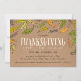 Invitation Foliage d'automne Thanksgiving Dîner de fête Invit