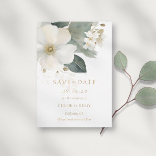 Invitation Foliage Floral Aquarelle Mariage Enregistrer la da