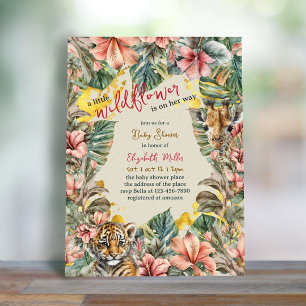 Invitation Foliage rustique Petit Fleur sauvage Baby Girl Dou