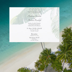 Invitation Foliage tropical 2 Lieu Mariage horizontal