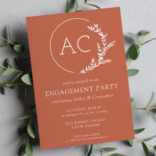 Invitation Folithe moderne Frame Cuivre Red Engagement Party