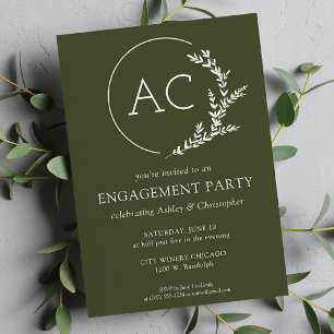 Invitation Folithe moderne Frame Olive Green Engagement Party