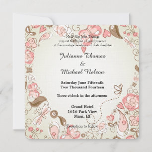 Invitation Folk Floral Whimsy Mariage