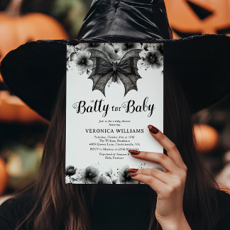 Invitation Folle de bébé pour une Baby Shower Halloween gothi