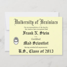 Invitation folle de plaisanterie de diplôme de