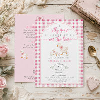 Folle oie en liberté Baby Shower rose à carreaux