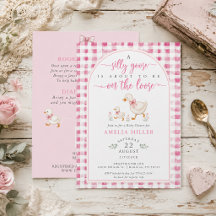 Folle oie en liberté Baby Shower rose à carreaux