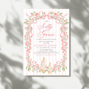 Invitation Folle Oie Rose À Ruban Floral Roses Baby Shower