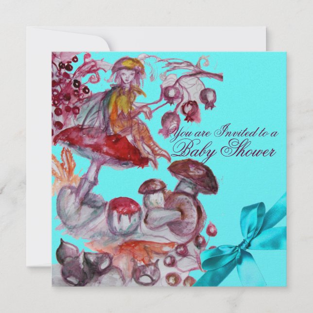 INVITATION FOLLET MAGIQUE, CHAMBRES MUSHROOMS BLUE RIBBON BÉB (Devant)