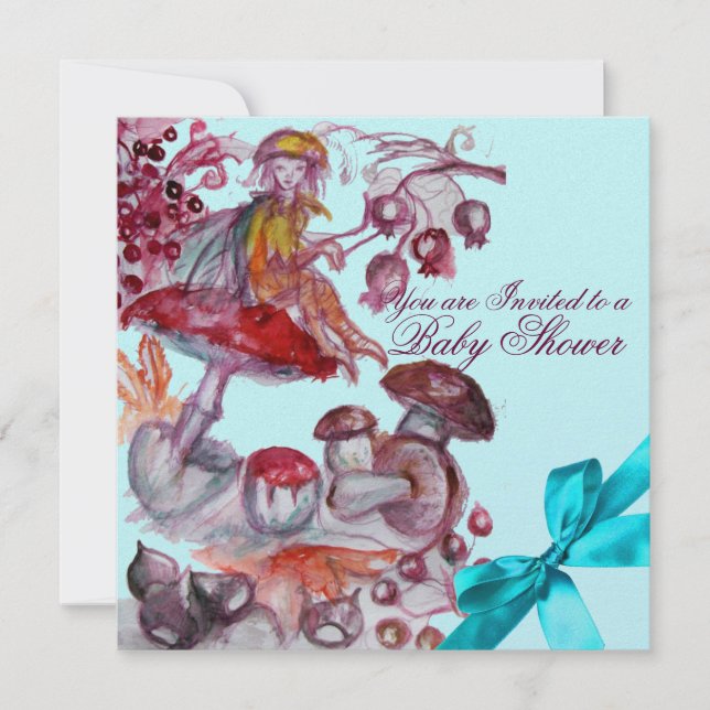 INVITATION FOLLET MAGIQUE, CHAMBRES MUSHROOMS BLUE RIBBON BÉB (Devant)