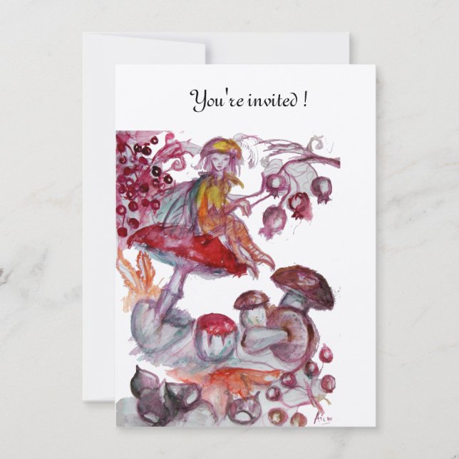 Invitation FOLLET MAGIQUE DE CHAMPIGNONS, Baby shower Imagina (Devant)