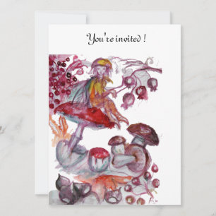 Invitation FOLLET MAGIQUE DE CHAMPIGNONS Rouge Blanc Annivers