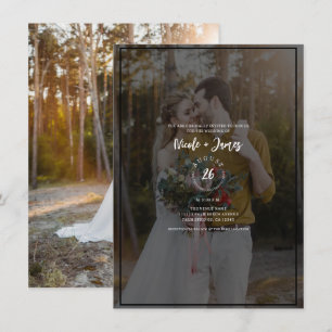 Invitation Foncé Photo Teinte Superposition 2 Moderne Mariage