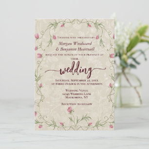 Invitation Fond d'accent floral pastel minimaliste