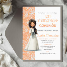 Fond de fille mignonne Peach Première communion es