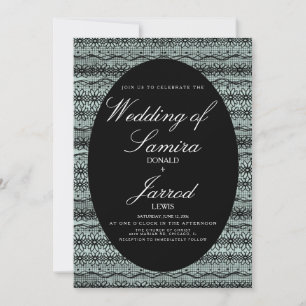 Invitation Fond de mariage en dentelle noire dessinée à la ma