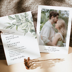 Invitation Fond de mariage photo botanique vert sauge