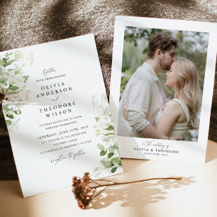Invitation Fond de photo de mariage avec de la sauge verdure