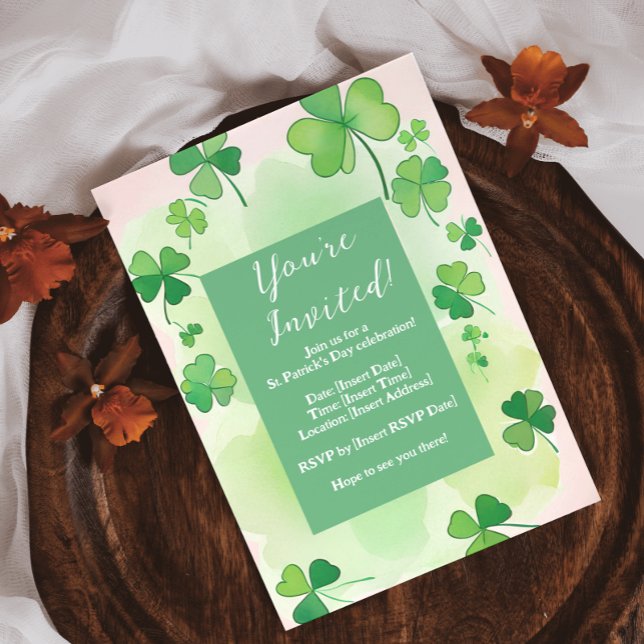 Invitation Fond de trèfle Saint-Patrick (Shamrock Background St. Patrick's Day Invitation)