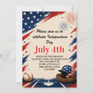 Invitation Fond graphique de baseball pour la fête de l'Indép