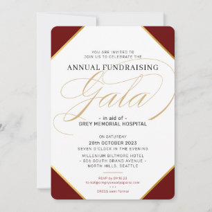 Invitation FONDATION GALA BALL événement élégant or bordeaux