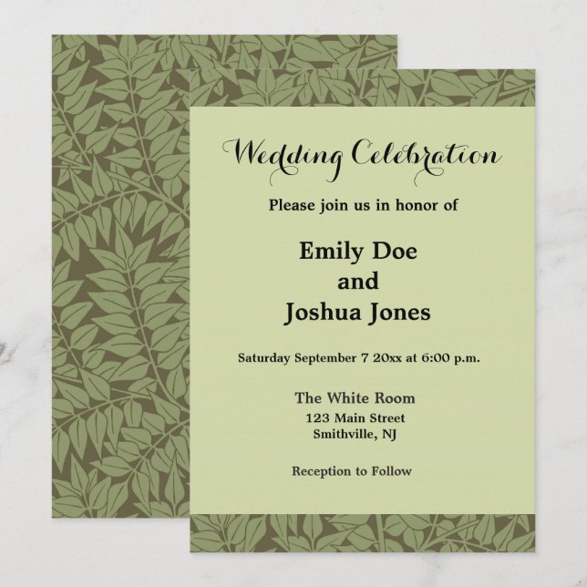 Invitation Fonds d'écran Feuille de la succursale William Mor (Devant / Derrière)