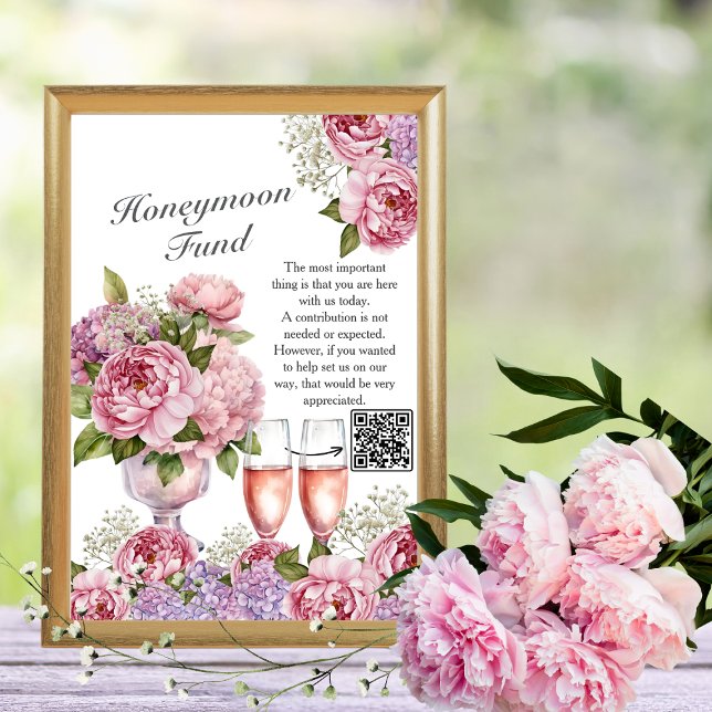 Invitation Fonds pour lune de miel pour les pétales et les pr (Petals & Prosecco Honeymoon Fund)