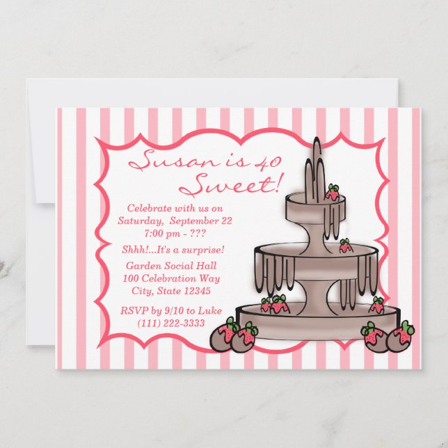 Invitation Fontaine de chocolat Anniversaire (Devant)