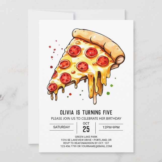 Invitation Foody Pizza simple Anniversaire (Devant)
