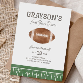 Invitation Football 1st Birthday Invitation, First Year Down 