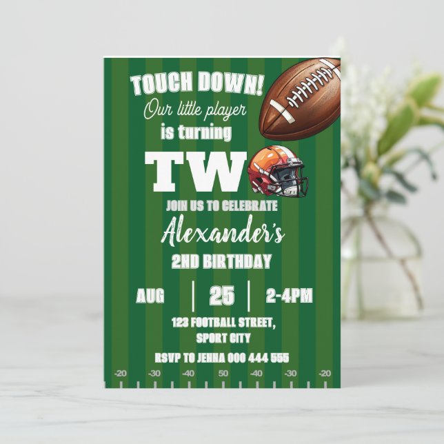 Invitation Football 2 Anniversaire Sports américains Touch Do (Debout devant)