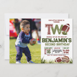 Invitation Football 2e année en bas photo Anniversaire