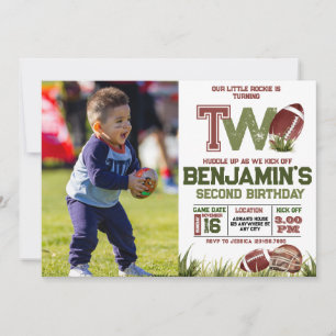 Invitation Football 2e année en bas photo Anniversaire