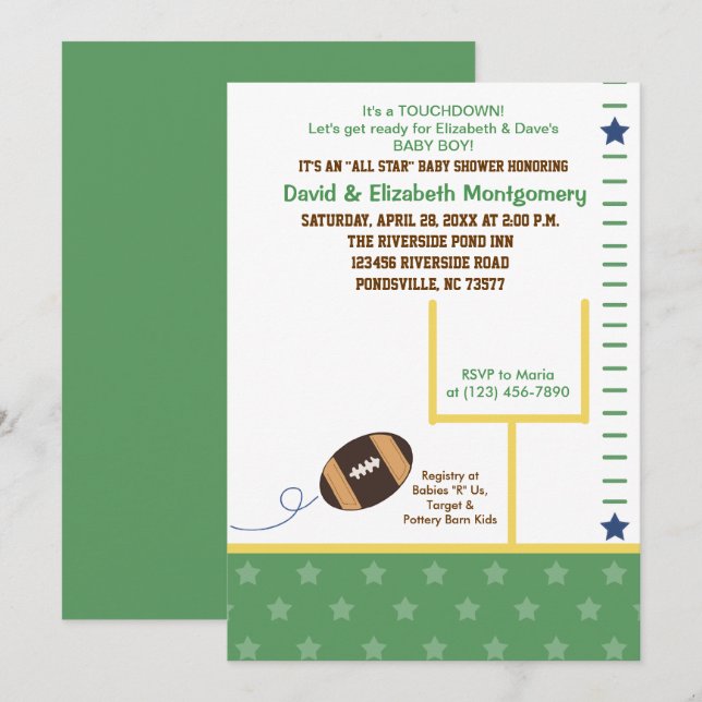 Invitation Football All Star Sports Thème Baby shower Invitat (Devant / Derrière)